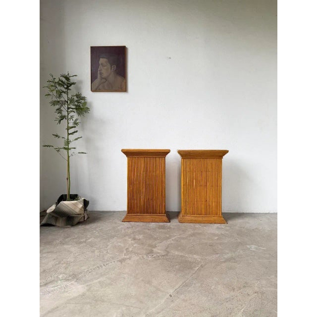 Pedestals in Rattan, 1960s, Set of 2 For Sale - Image 12 of 18