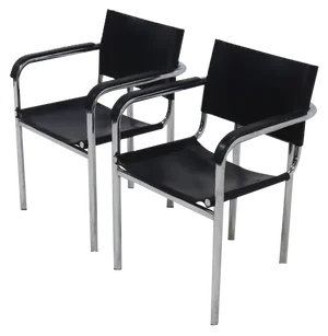 Set of Italian Modern Saddle Leather and Chromed Steel Chairs, 1980s