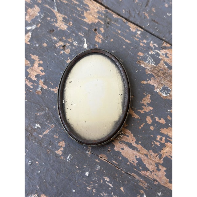 Metal Antique Two-Sided Encased Portrait + Mirror, Circa Late 19th-Early 20th Century For Sale - Image 7 of 7