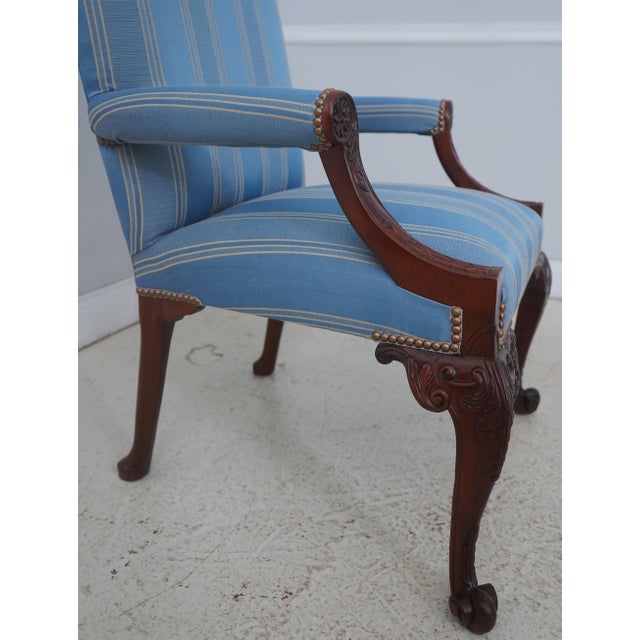 Brown Baker Georgian Style Carved Mahogany Library Chair For Sale - Image 8 of 18