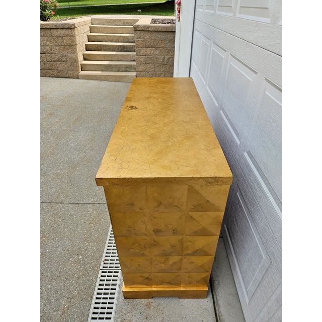 Baker Furniture Barbara Barry Diamond Gold Leaf Cabinet Credenza For Sale - Image 9 of 15