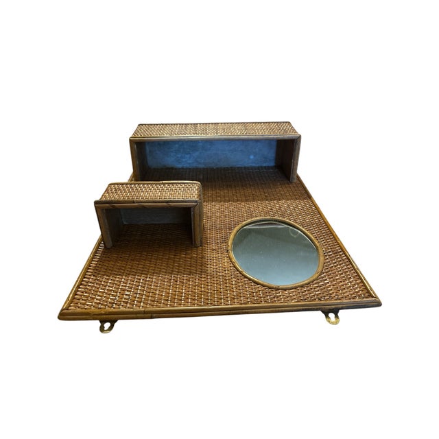 Camel Vintage Wall Organizer With Mirror For Sale - Image 8 of 8
