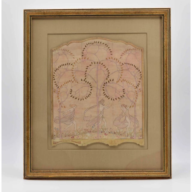 Watercolor Drawing of a Three Fold Screen Design by Kenneth Stevens Macintire For Sale - Image 7 of 7