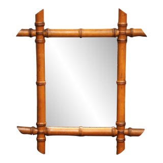 Early 20th Century French Faux Bamboo Wall Mirror For Sale