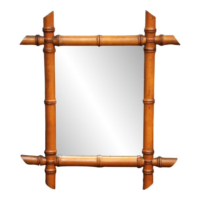 Early 20th Century French Faux Bamboo Wall Mirror For Sale