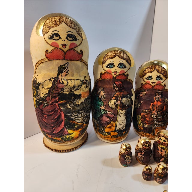 Traditional 1980s Monumental 15 Piece Set of Hand Painted Stacking Dolls For Sale - Image 3 of 8