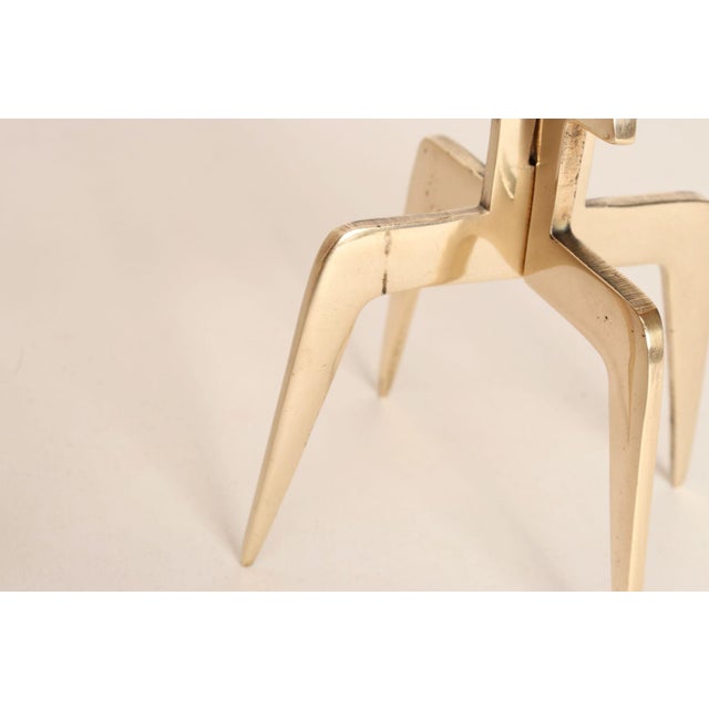 Pair of Sculptural Vintage Brutalist Candle Holders in Polished Brass For Sale - Image 13 of 13