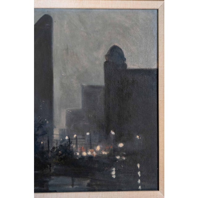Black Mid-Century American Tonalist Nocturne Painting of Flatiron Building New York City For Sale - Image 8 of 15