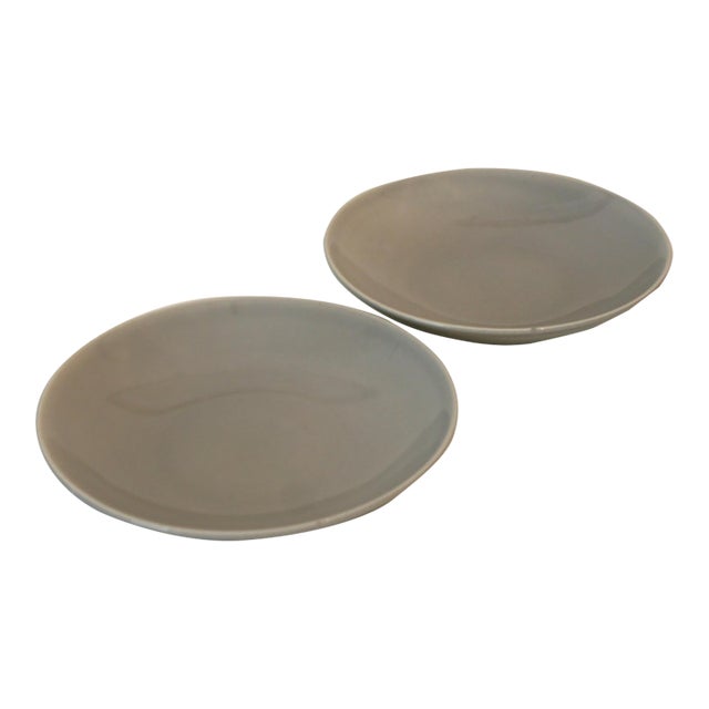 Mid 20th Century Mid Century Modern Gray Homer Laughlin Rhythm Pattern Bowls - Set of 2 For Sale