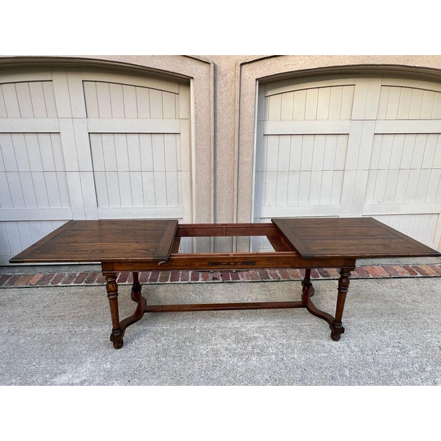 Wood Antique English Oak Refectory Dining Table Jacobean Double Leaf 10 Ft. C1930 For Sale - Image 7 of 18