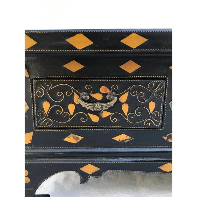 Late 19th Century Lacquered Asian Stone and Mother of Pearl Inlay Altar Cabinet For Sale - Image 11 of 13
