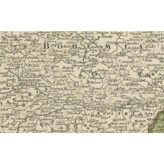 This remarkable early 18th-century map presents a sweeping view of southeastern Europe, centering on the course of the...