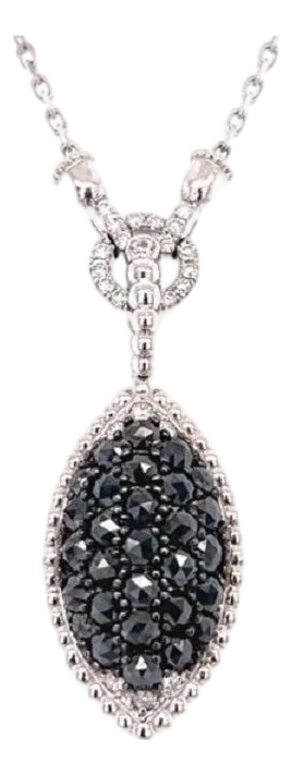 2.08 Carat Black Diamond White Diamond 14 Karat White Gold Chain Necklace