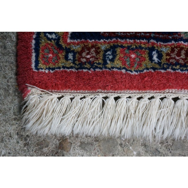 Vintage Hand-Knotted Wool Oriental Medallion Rug Crimson Red Indigo Blue 3 X 5' For Sale - Image 9 of 12