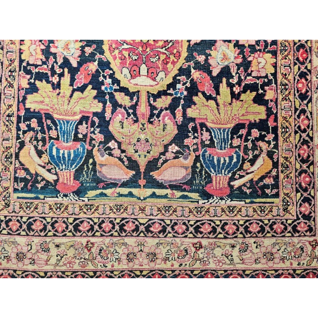 19th Century Persian Kerman Lavar Rug, Hand-Knotted Wool, Tree of Life Pattern, Navy & Ivory, 4x6 For Sale - Image 10 of 13