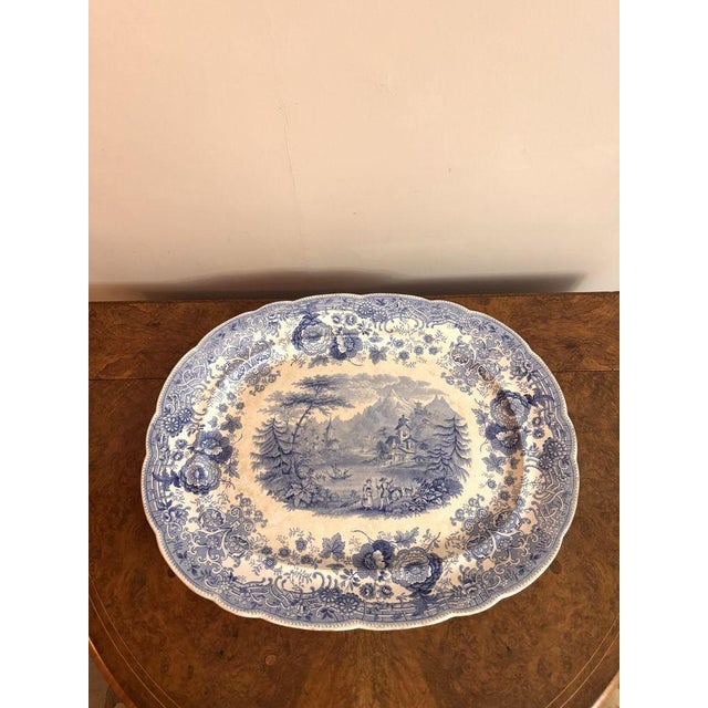 Late 19th Century Large Antique Blue and White Meat Platter, 1880 For Sale - Image 5 of 7