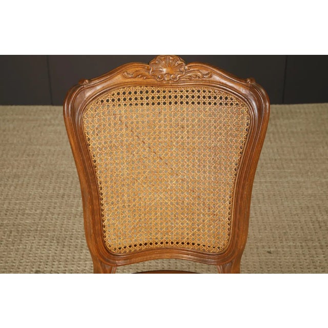 French Pair of Antique Louis XV Style Walnut Caned Side Chairs, France, 19th Century For Sale - Image 3 of 18