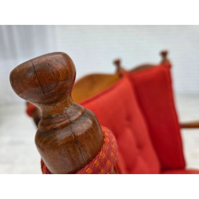 Scandinavian Armchair in Red Wool and Beech, 1960s For Sale - Image 16 of 18