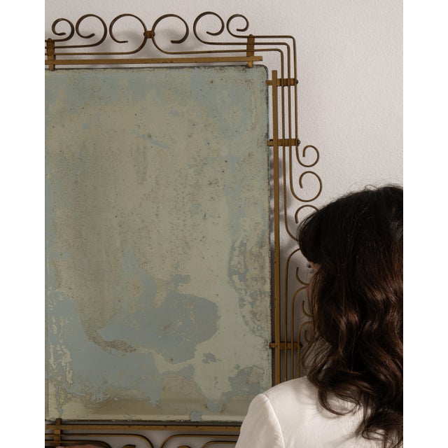 Metal Art Deco Brass Mirror, Antique, France, Circa 1930 For Sale - Image 7 of 8