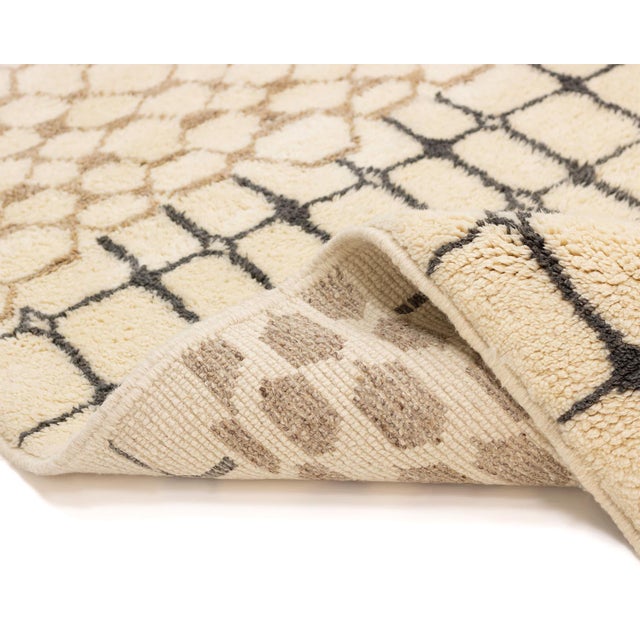 Animal Print & Grid Hand-Knotted Wool Rug | 9'11" X 6'10" | One of a Kind For Sale - Image 4 of 7