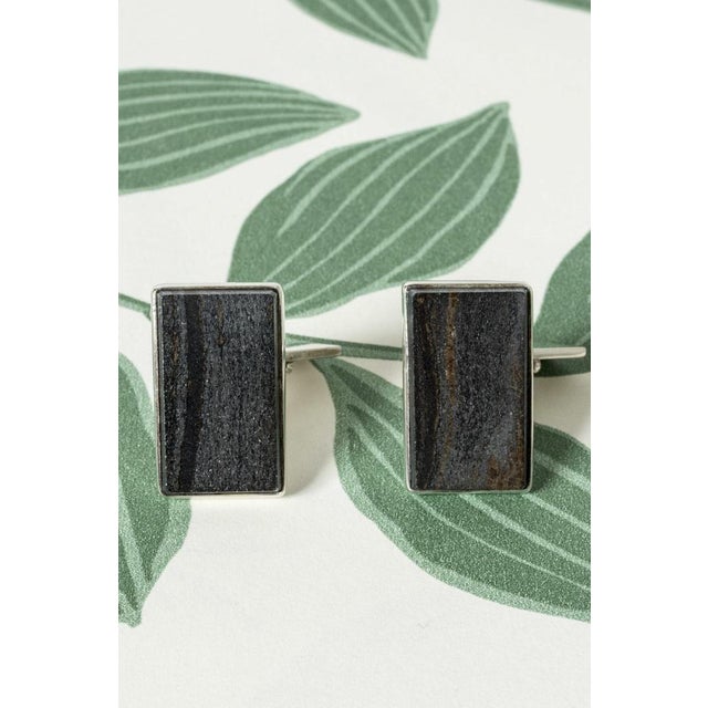 Mid-Century Modern Mid-Century Silver and Hematite Cufflinks, 1977, Set of 2 For Sale - Image 3 of 6