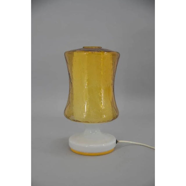 Made in Czechoslovakia in 1970s. This table lamp consists of two glass parts. Very good original condition without any...