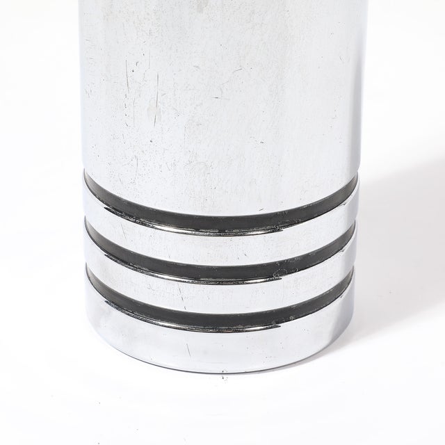 Chase Brass and Copper Company 1930s Art Deco "Gaiety" Chrome Cocktail Shaker by Howard F. Reichenbach for Chase For Sale - Image 4 of 11
