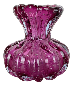 Cordonato Doro Vase in Pink Murano Glass attributed to Barovier and Toso, Italy, 1970s