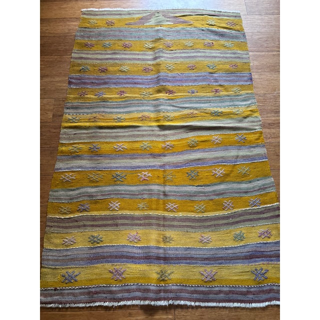 Tribal Vintage Anatolian Kilim | Geometric Tribal Design | 2'11" X 4'7" For Sale - Image 3 of 6