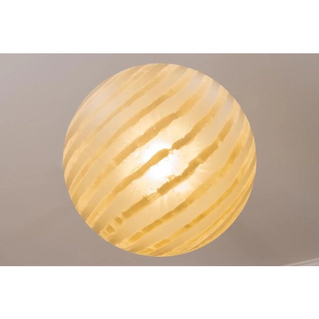 Gold Mid-Century Striped Glass Globe Pendant by Peill & Putzler, Germany, 1970s For Sale - Image 8 of 18