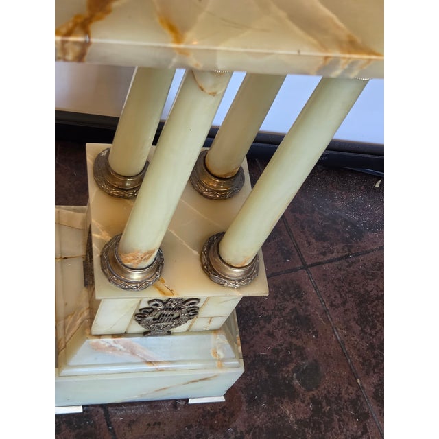 Antique French Empire Onyx and Gilt Mounted Pedestal Large Neo-Classical Columns For Sale - Image 16 of 17