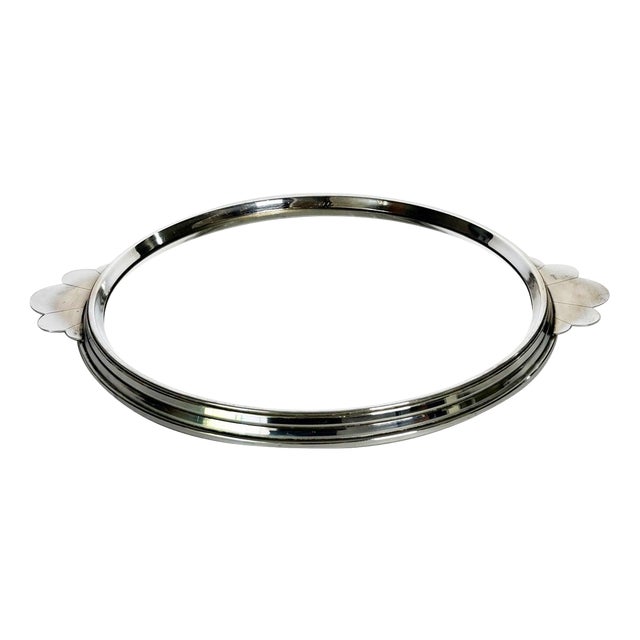 Round Metal Tray with Mirrored Surface, France, 1940s For Sale