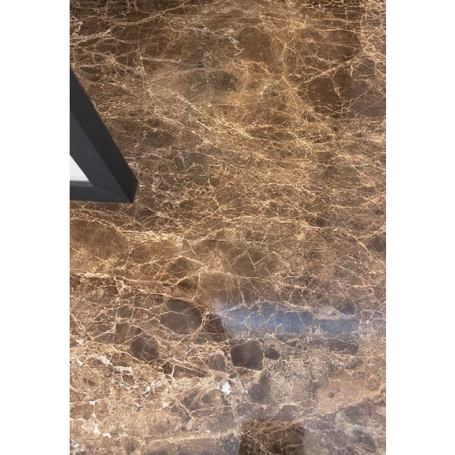 1990s Italian Style Giltwood Console Table With Marble Top, Carved Apron and Cabriole Legs For Sale - Image 6 of 7