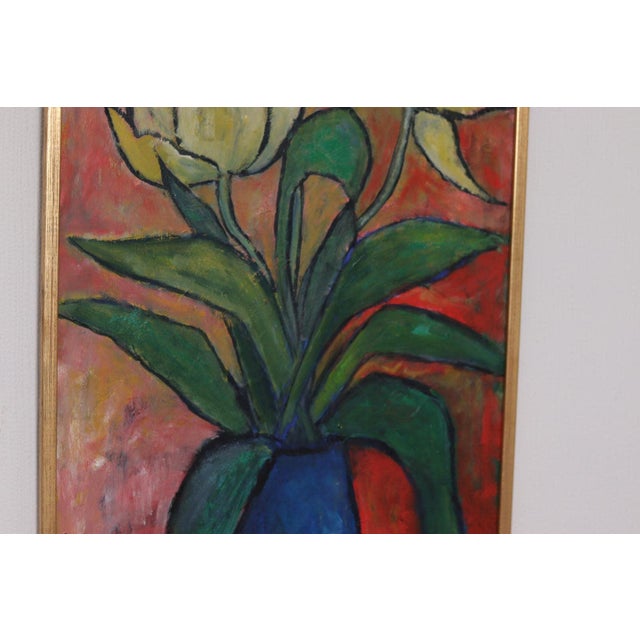 Mid-Century Modern Elisabeth Sellergren, Bold Flower Motif, 1978, Oil on Panel, Framed For Sale - Image 3 of 17
