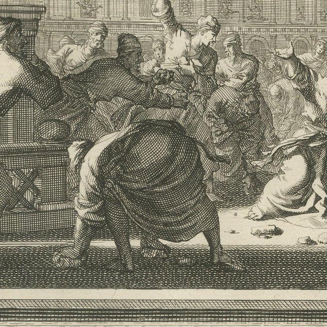 Pieter Mortier, Dead Man Revived by Elisha's Bones and Zechariah Stoned, 1700, Engraving For Sale - Image 6 of 12