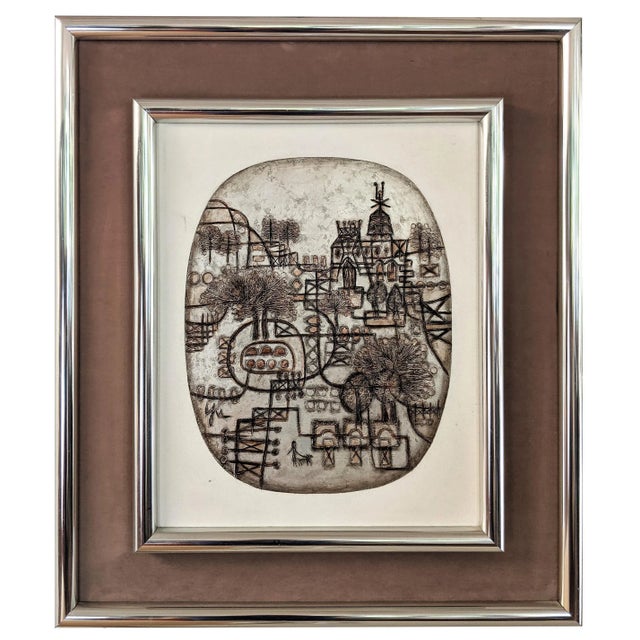 Vintage Abstract Heshi Yu Cityscape Modernist Artwork Canvas Signed For Sale - Image 11 of 11