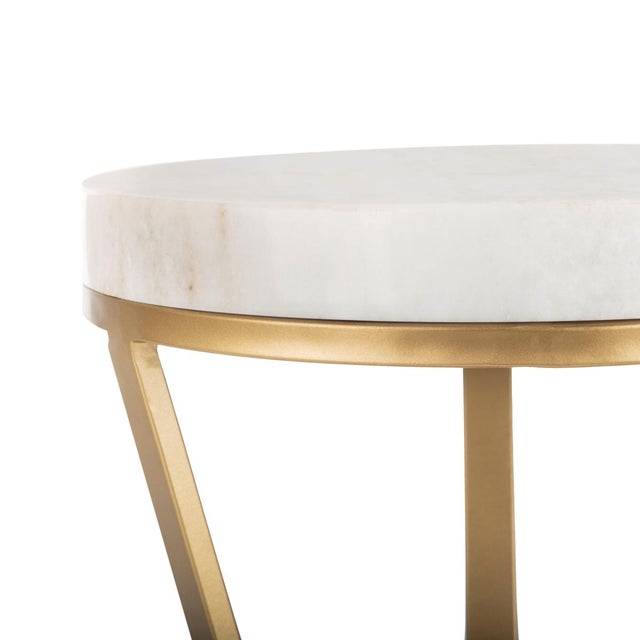 Modern Theia Marble Accent Table in White / Gold For Sale - Image 3 of 5