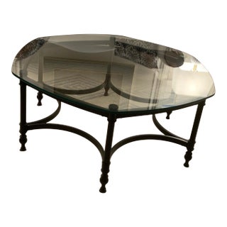 1970s Black & Glass Hexagon Coffee Table For Sale