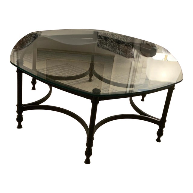 1970s Black & Glass Hexagon Coffee Table For Sale