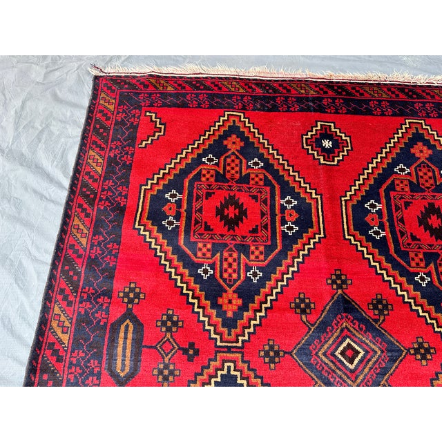 Red Turkmen Tribal Red Afghan Hand-Knotted Wool Runner - 5'1" X 13' For Sale - Image 8 of 11