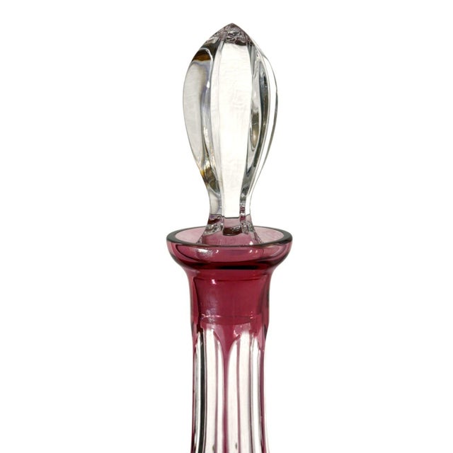 Late 20th Century Late 20th Century Nachtmann Nierstein Cranberry Red Cut Crystal Decanter 7 Wine Goblets - 8 pcs For Sale - Image 5 of 9