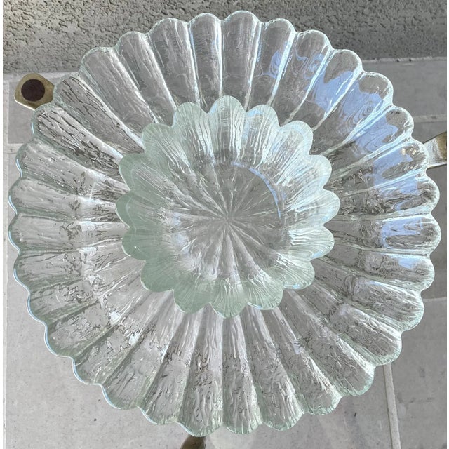 Circa 1970 Pilgrim Glass Handblown Textured “Ice” Petals Crudité Platter Set – A Pair For Sale - Image 9 of 13