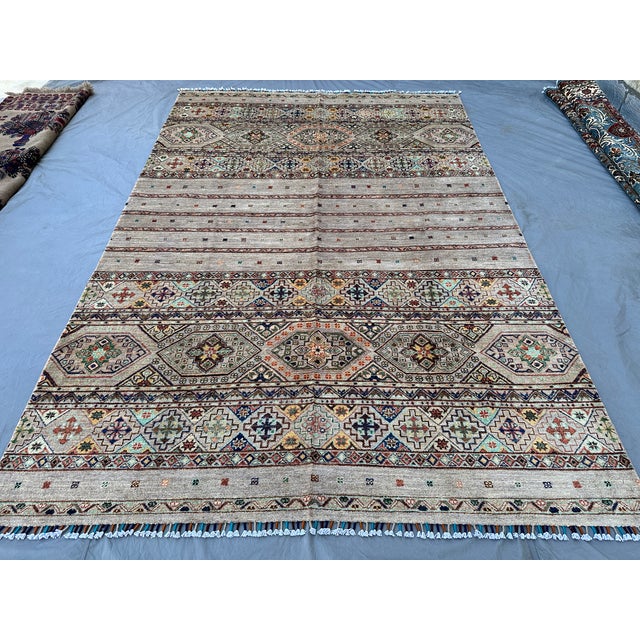 Islamic Afghan Gray Khorjin Hand-Knotted Wool Rug - 6'8" X 9'8" For Sale - Image 3 of 13