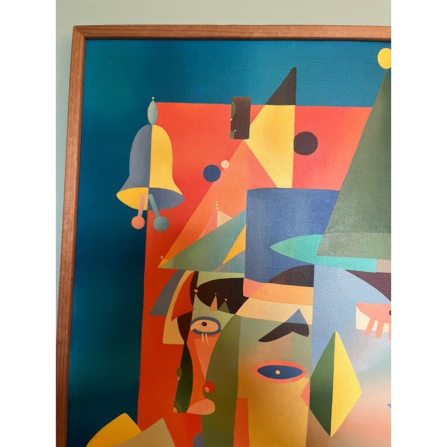 Mid-Century Modern Abstract Cubist Oil Painting Russian Artist Prager N. Kononov Title of Painting “Gerschwin” For Sale - Image 3 of 8