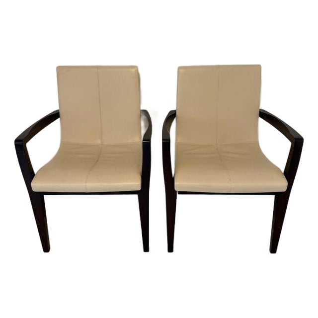 Pair of Holly Hunt Leather Siren Armchairs For Sale