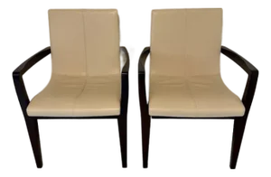 Pair of Holly Hunt Leather Siren Armchairs