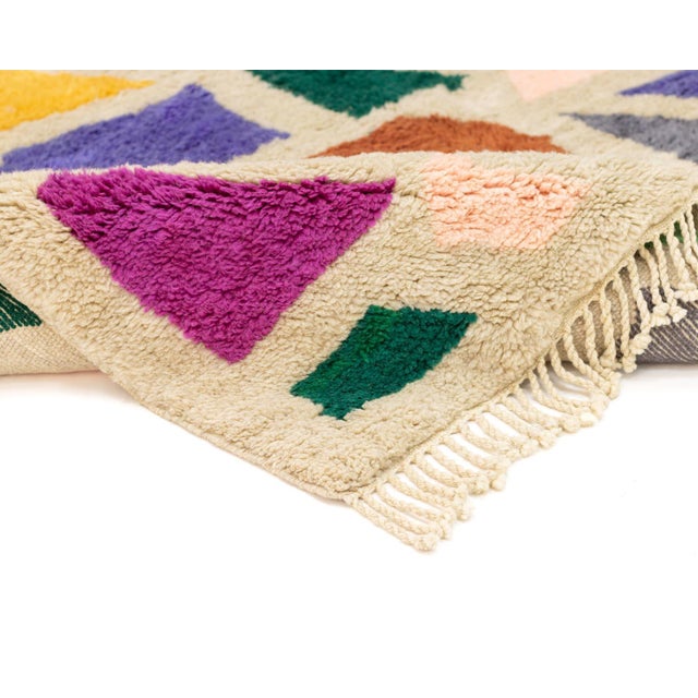 Hand-Knotted Wool Rug with Geometric Mosaic Design by Azele Studio For Sale - Image 4 of 8