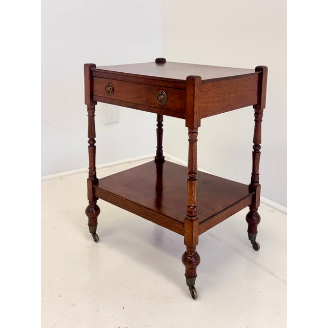 1930s English Mahogany Two-Tier Georgian Style Side Table on Casters, Circa 1930s For Sale - Image 5 of 15
