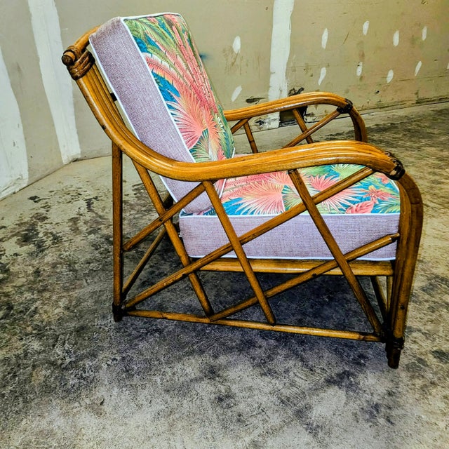 Ficks Reed Mid 20th Century Paul Frankl Attributed Ficks Reed Bamboo Lounge Chair No Label For Sale - Image 4 of 13