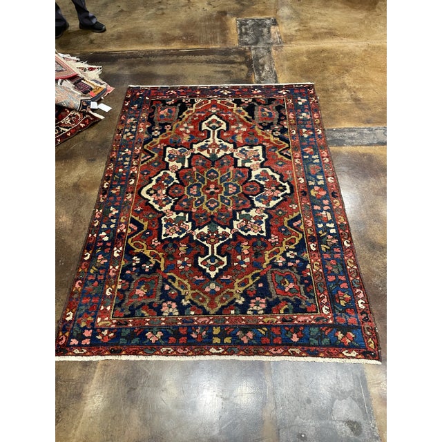 1990s Old Persian Bakhtiari Area Rug 4'7" X 6'6"
